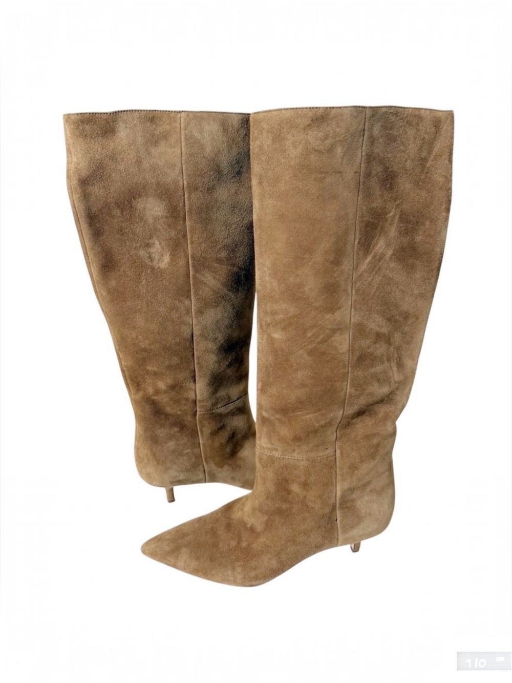 Veronica Beard Lisa Hazelwood Tan Calfskin Suede Knee High Tall Boots Size 7.5